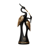 Elegant Black & Gold Crane Showpiece