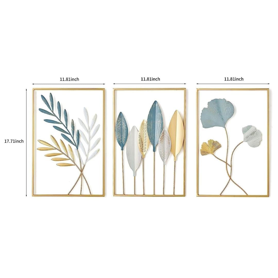Elegant 3-Piece Metal Leaf Wall Art