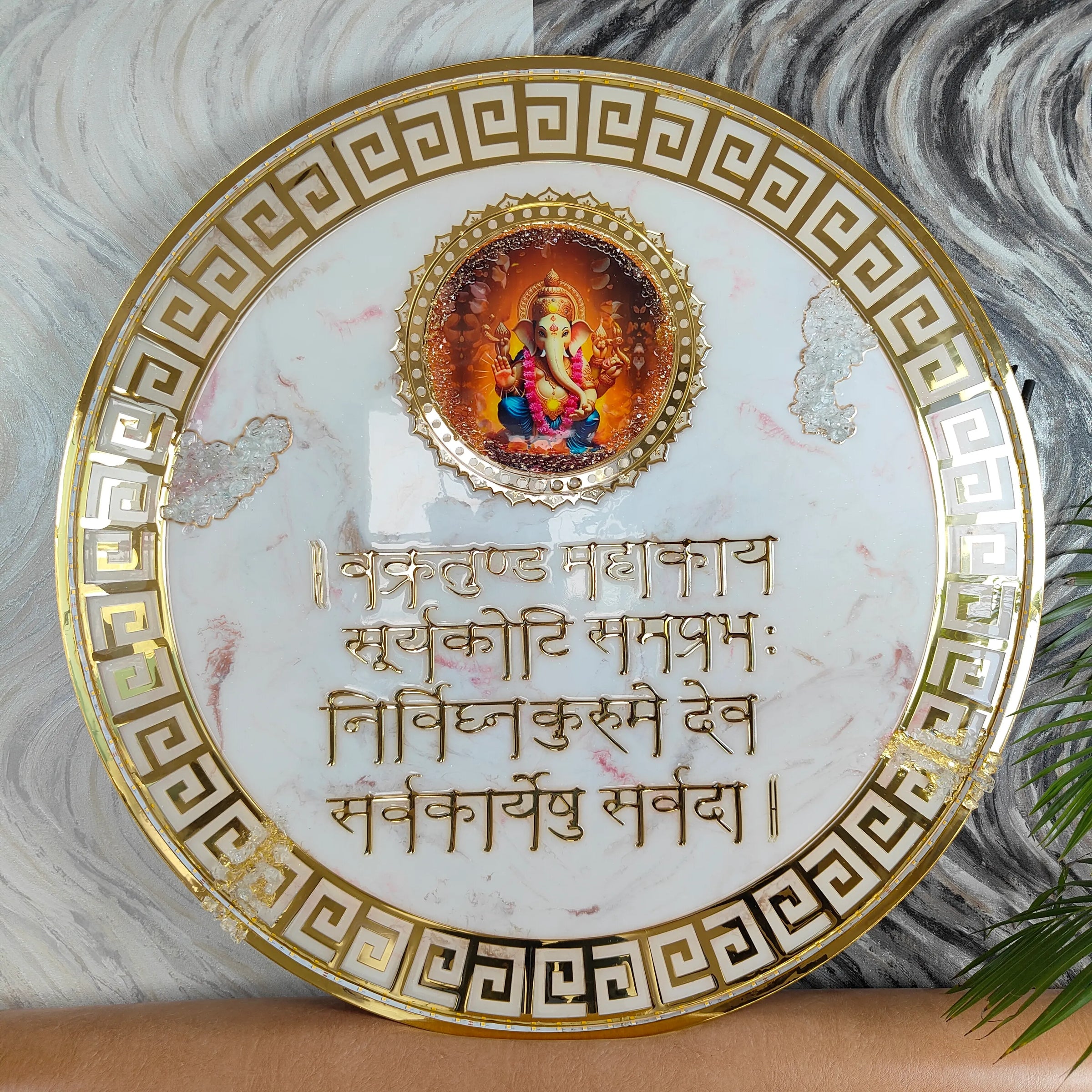 Resin Ganesha Mantra Frame with LED Lights