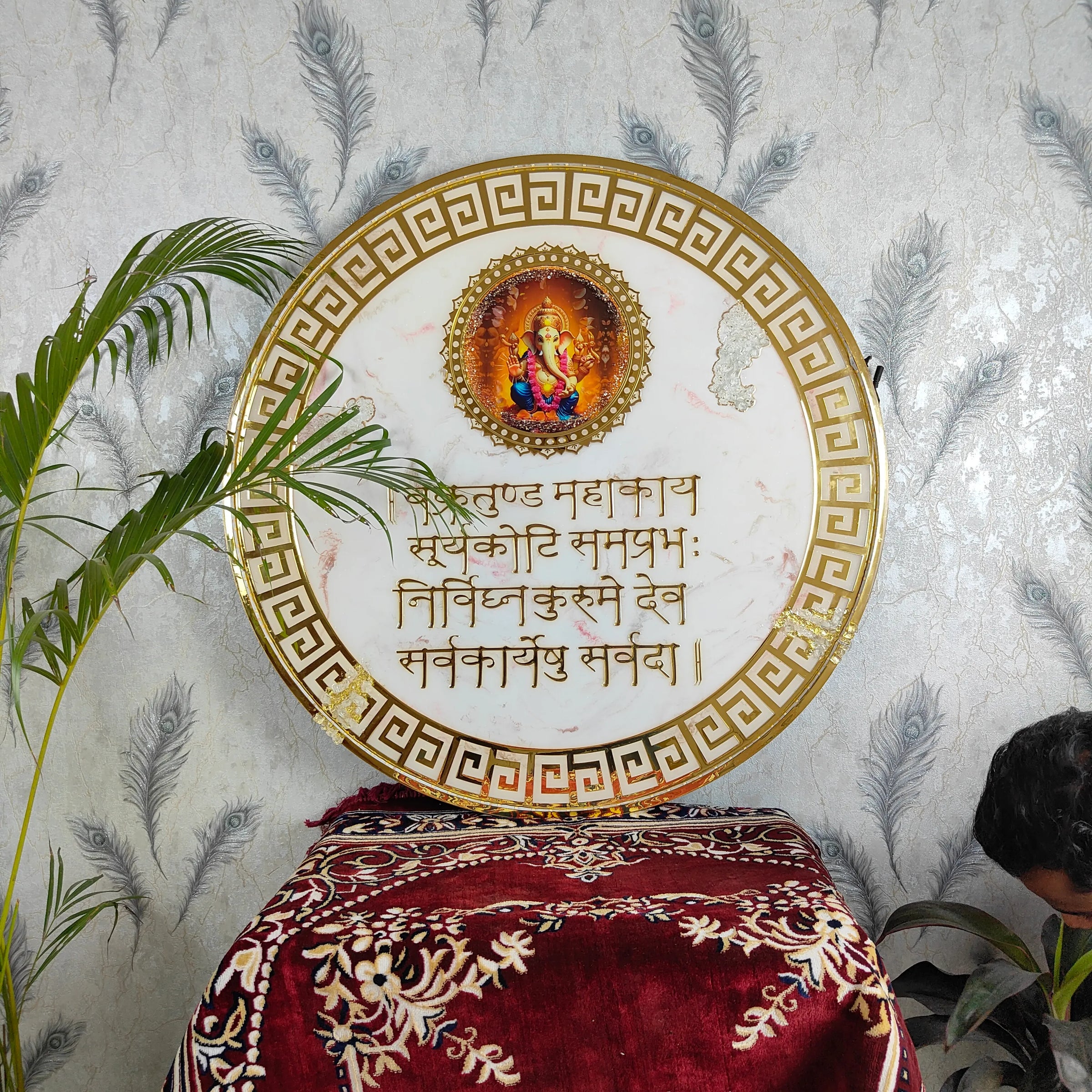 Resin Ganesha Mantra Frame with LED Lights
