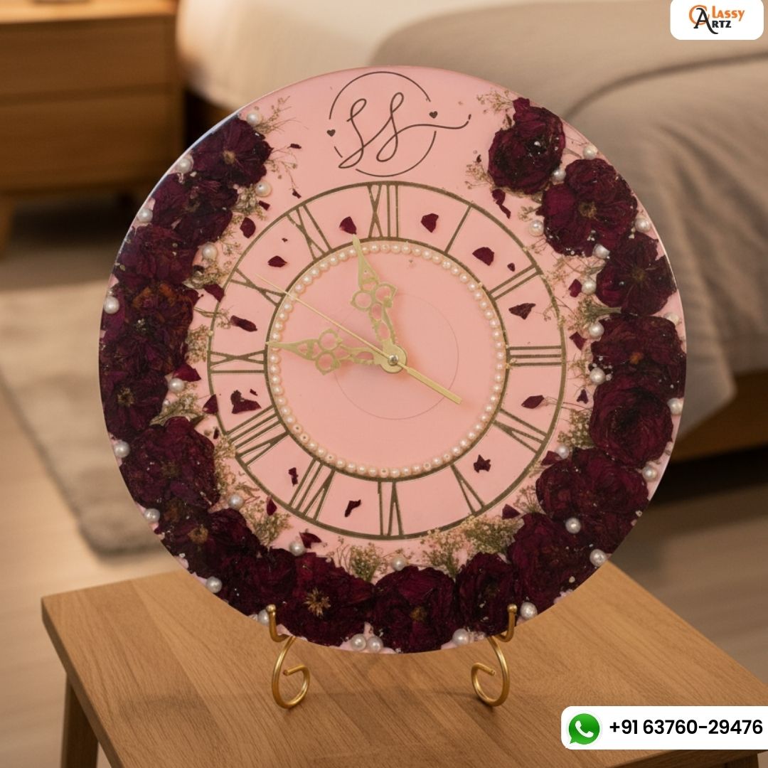Varmala Roses Preservation in 14-Inches Resin Clock