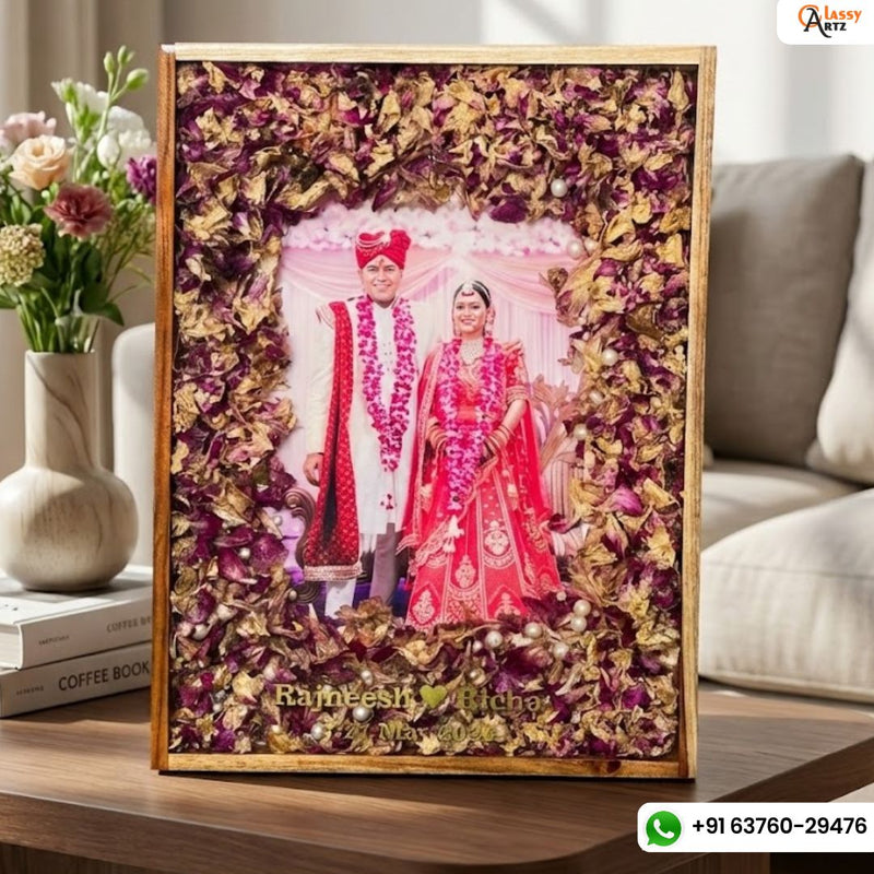 Wedding Varmala Keepsake | Flower Preservation Resin Frame (12*16 Inches)