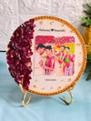 Rose Petals Preserve In Round Resin Frame /   Bespoke Resin Varmala Frame With Couple Name And Engament Date