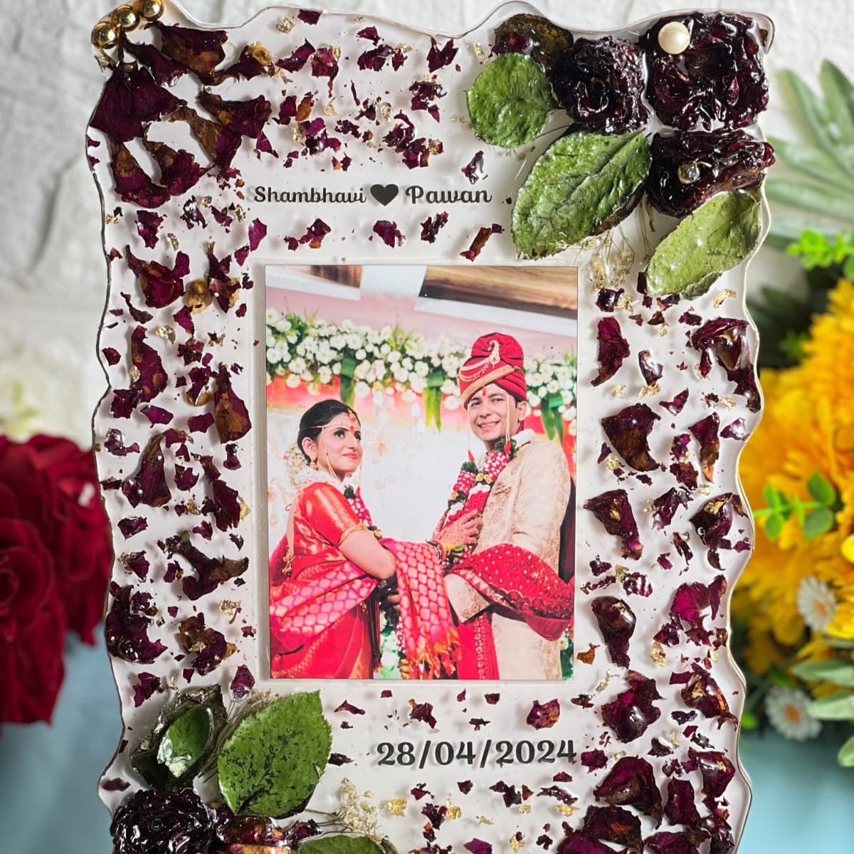 Wedding Varmala Preservation Resin Photo Frame (9×12 Inches)