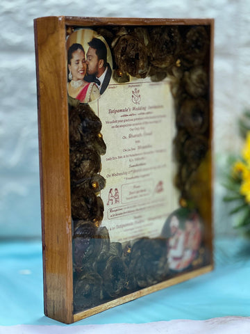 Wedding Card & Garland Preservation in Wooden Resin Frame