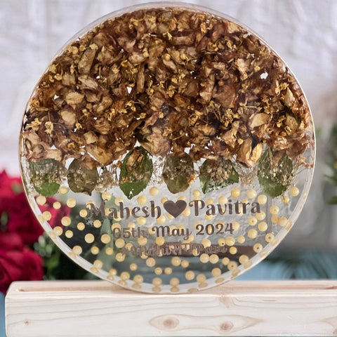 Deep-Cast Epoxy Resin Frame with Personalized Wedding Details