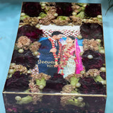 Clear square varmala resin block, rectangle block, dark roses