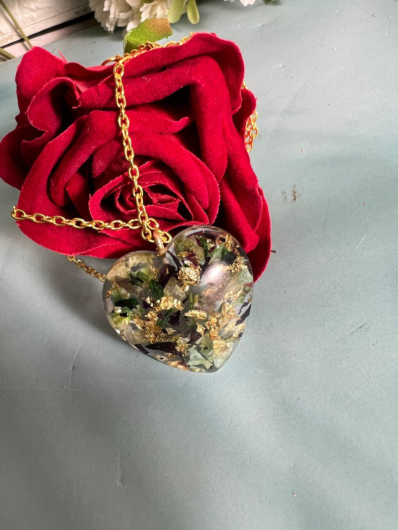 Transparent Resin Flower Preserved Pendant