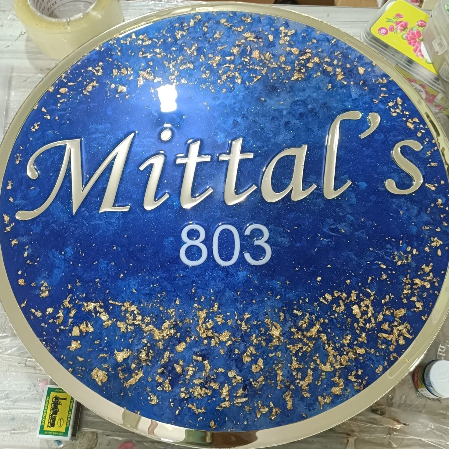Abstract  Round resin nameplate  for new Home - Nameplate for home