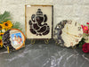 Resin 6inch round and 8inch curve shape clock with couple name and and ganesh frame with metal stand Varmala peservation