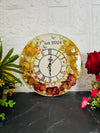 Resin 8inch round Varmala clock with Date and Rose petals with Kalirea Varmala preservation