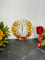 Round-Shaped Wedding Memories Preservation Resin Clock (8-Inches)