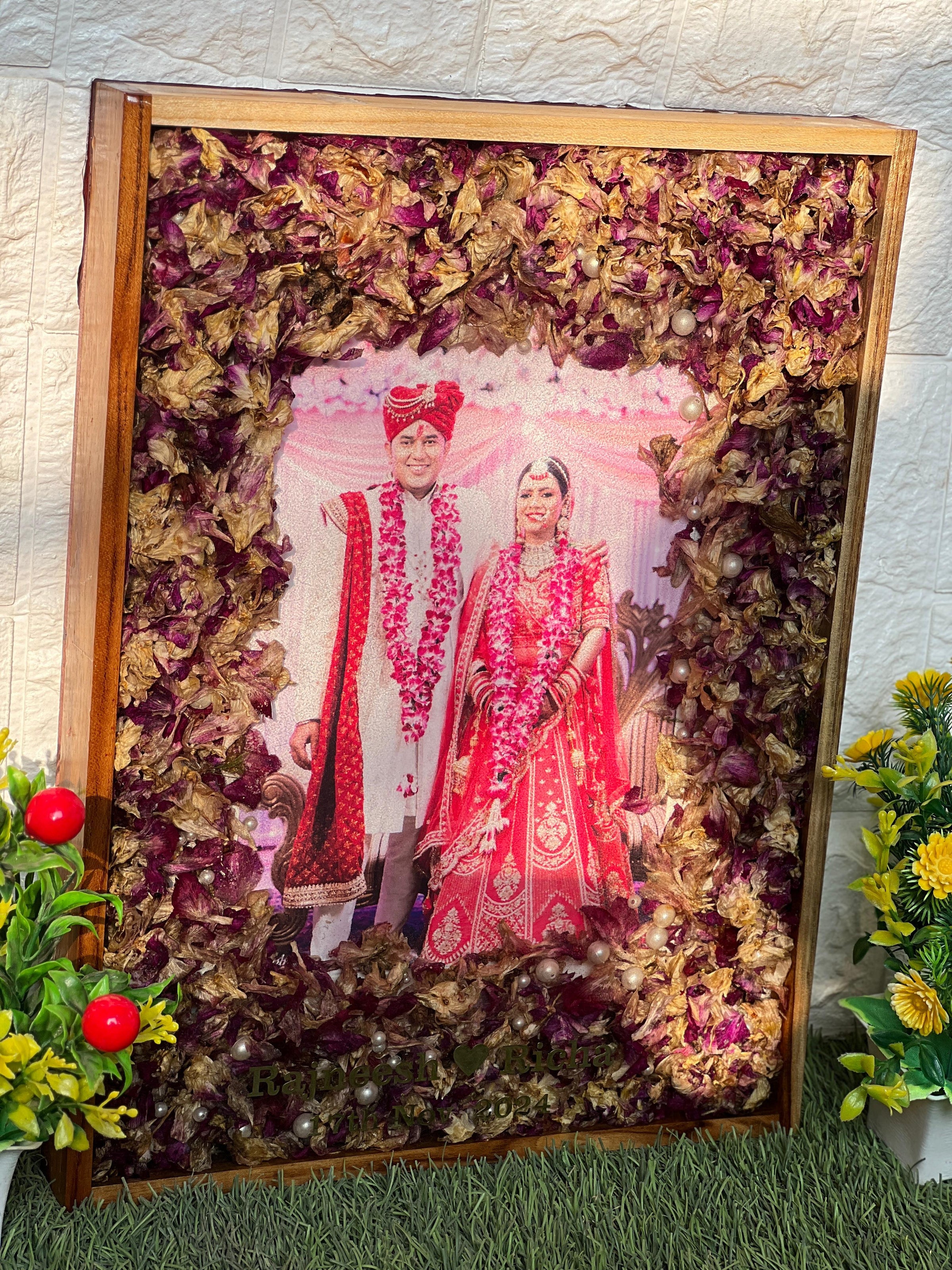Wedding Varmala Keepsake | Flower Preservation Resin Frame (12*16 Inches)