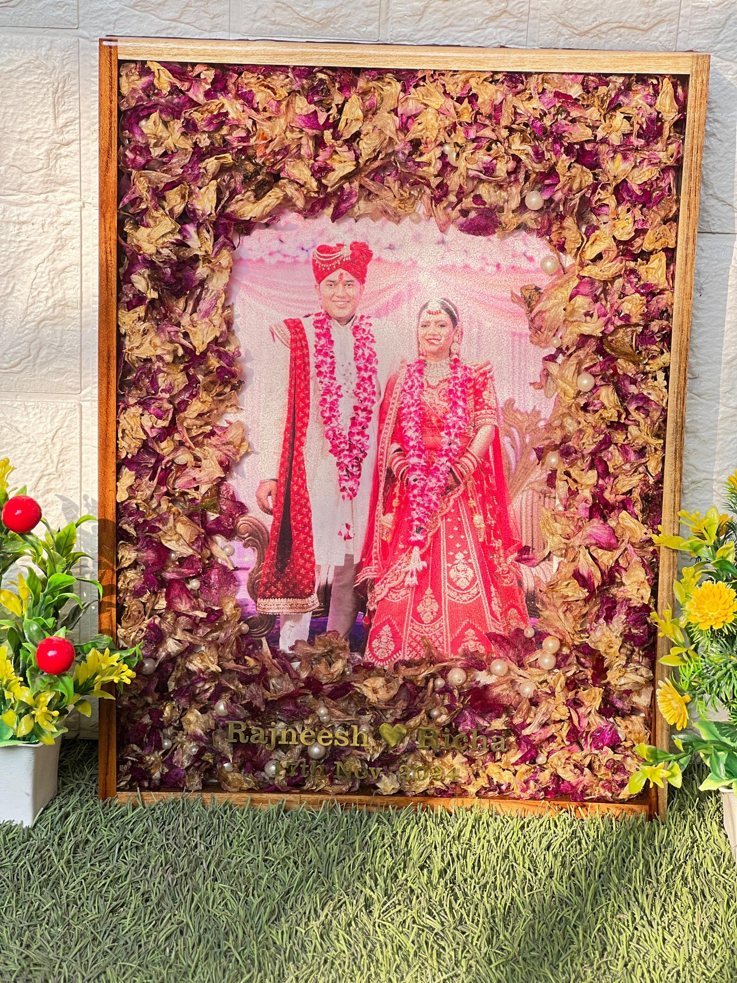 Wedding Varmala Keepsake | Flower Preservation Resin Frame (12*16 Inches)