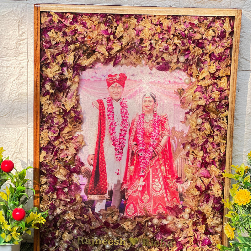 Wedding Varmala Keepsake | Flower Preservation Resin Frame (12*16 Inches)