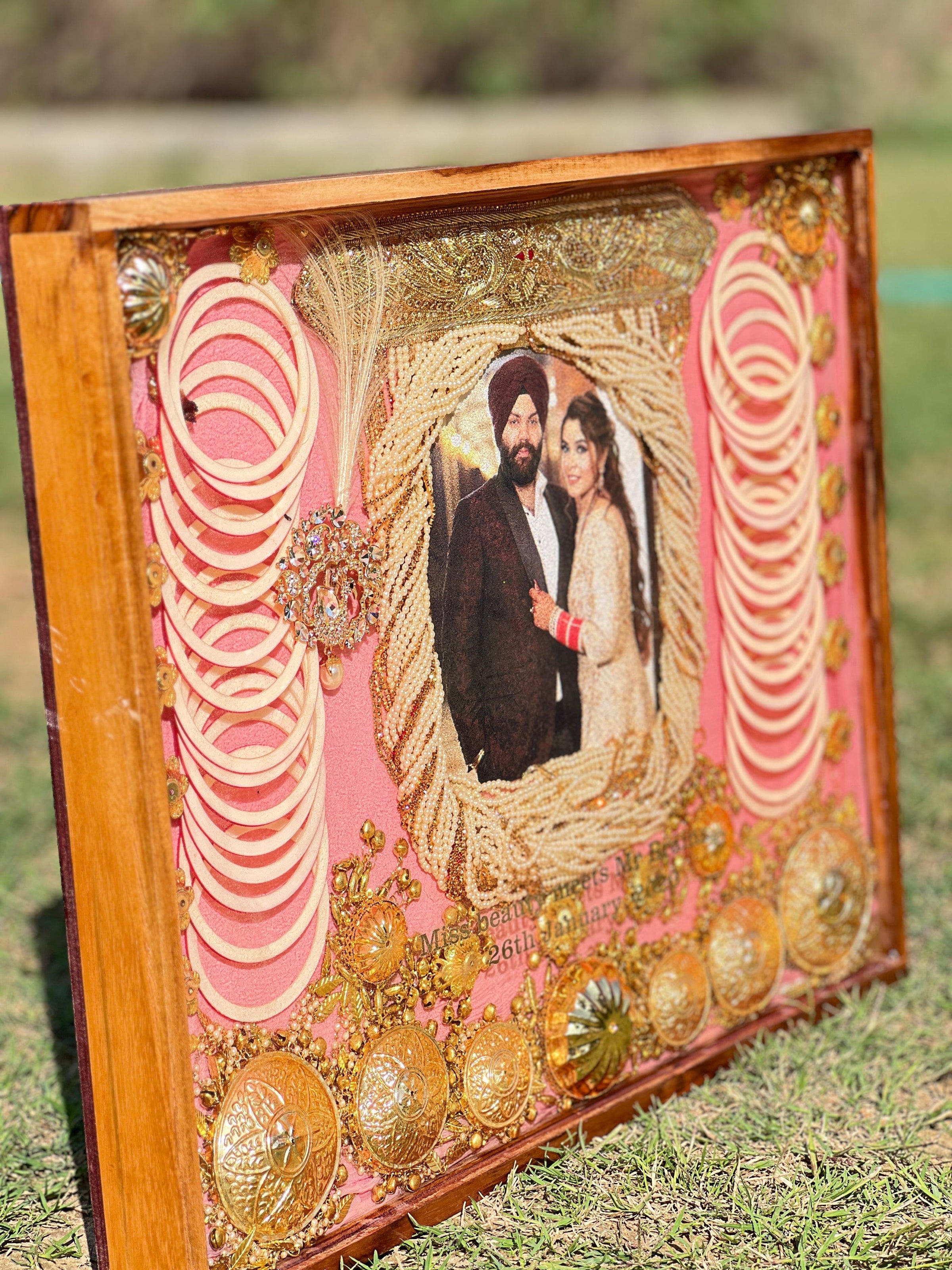 Full Varmala Preservation in Teakwood Frame (15 by 18 Inches)