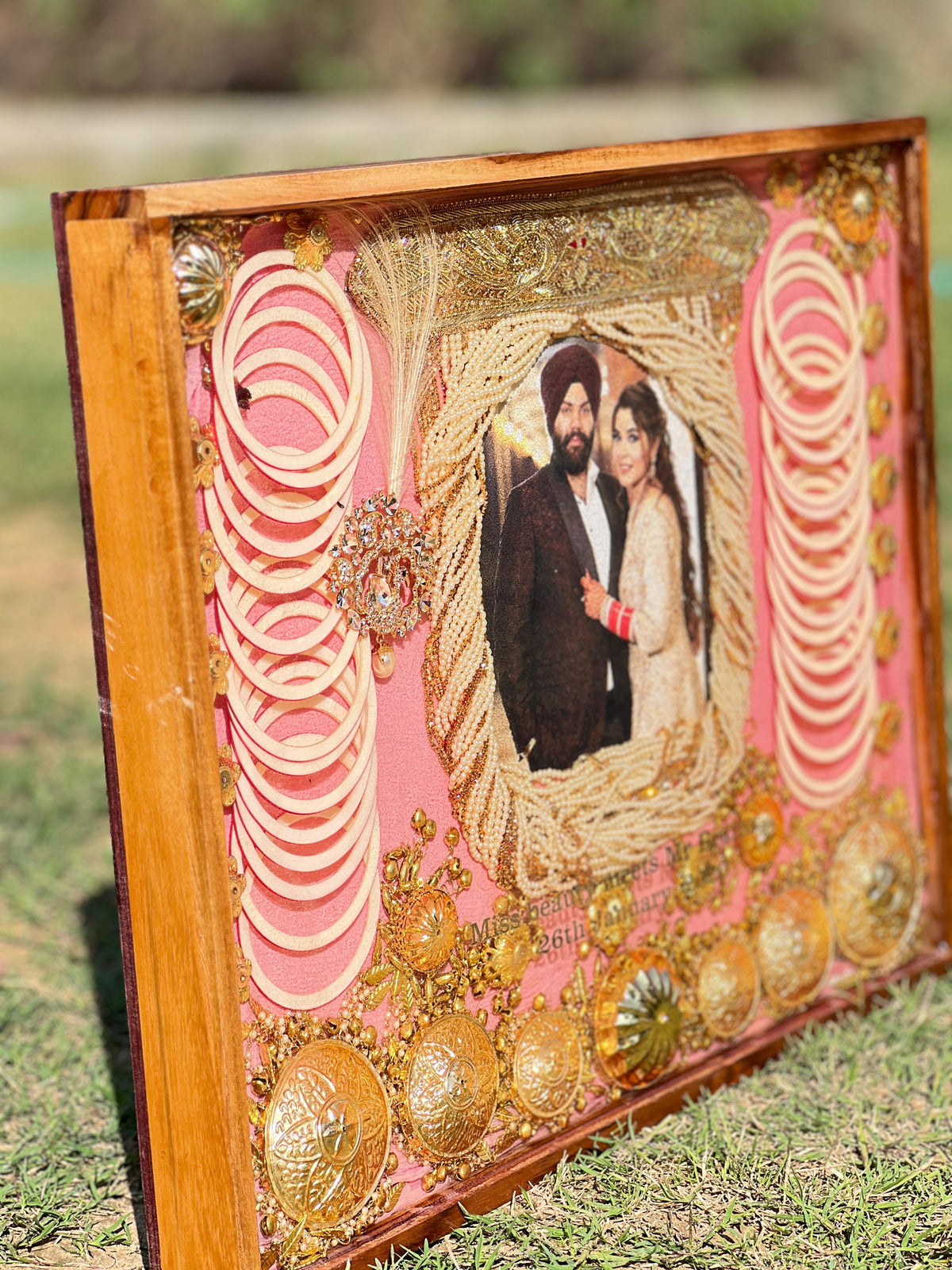 Full Varmala Preservation in Teakwood Frame (15 by 18 Inches)
