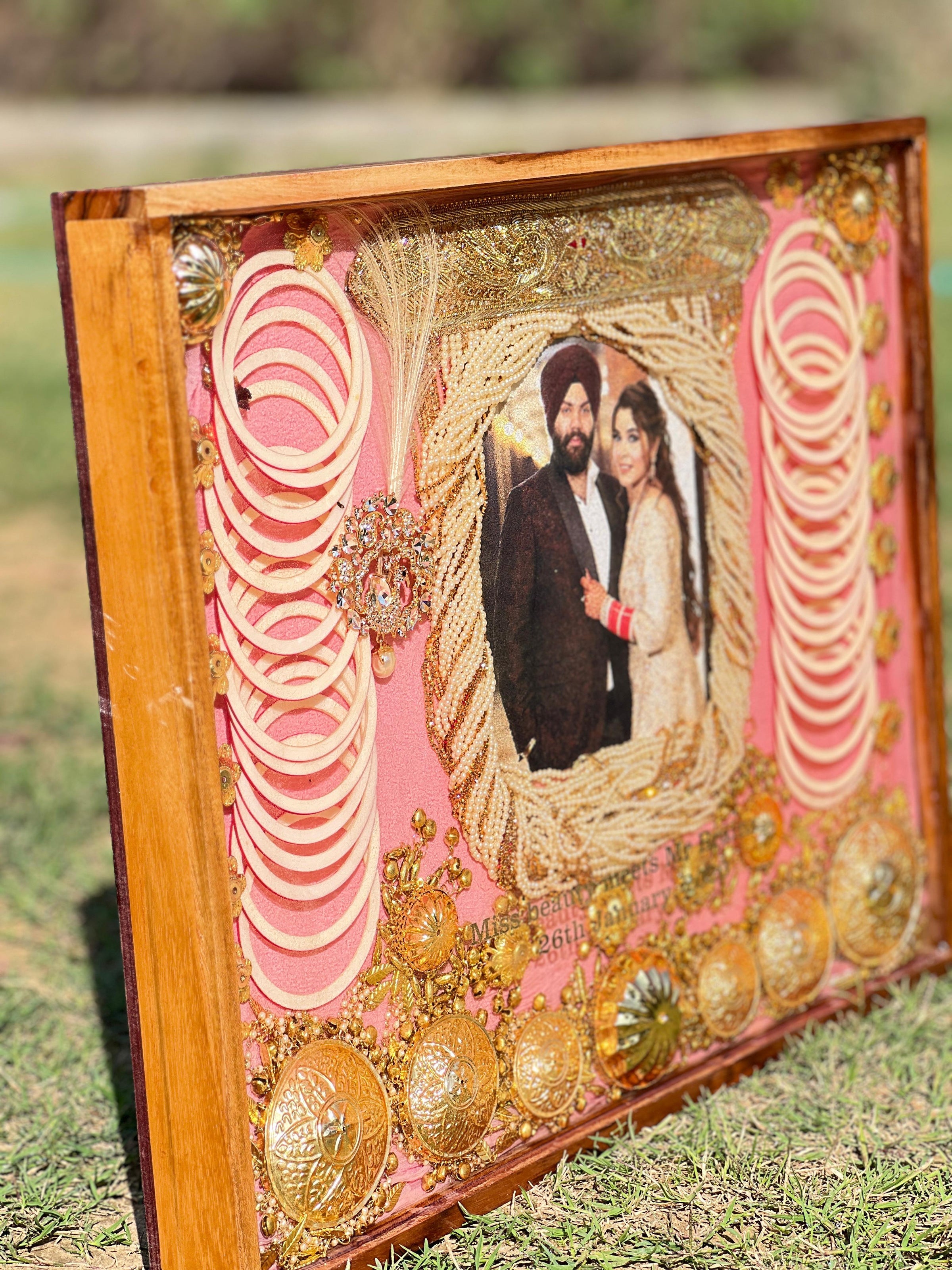 Full Varmala Preservation in Teakwood Frame (15 by 18 Inches)
