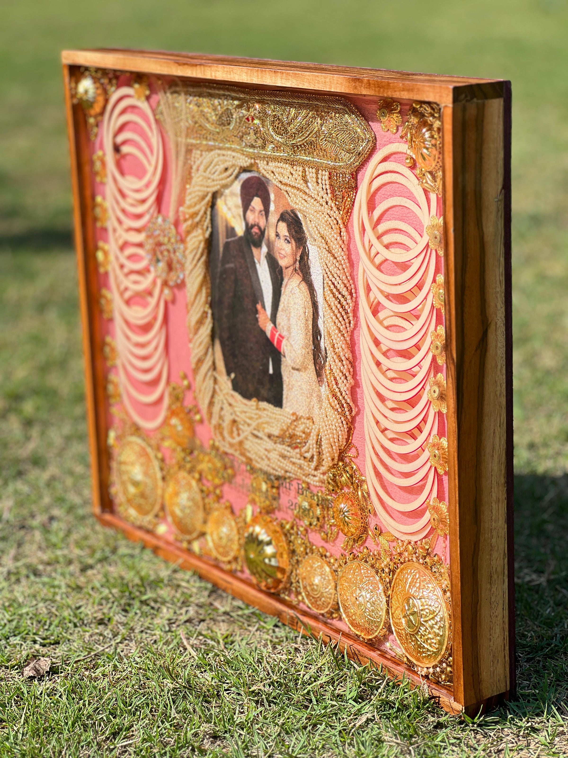 Full Varmala Preservation in Teakwood Frame (15 by 18 Inches)
