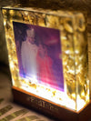 Resin 8inch square with LED and couple Flowers & Couple Photo with Name and Date  Varmala Preservation