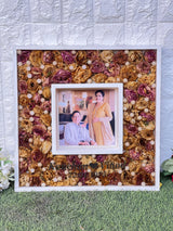 14 Inches Dual Wooden Frame with Preserved Wedding Jaymala