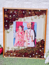 Wedding Garland and Photo Preservation Resin Frame (15 by 18 inches)