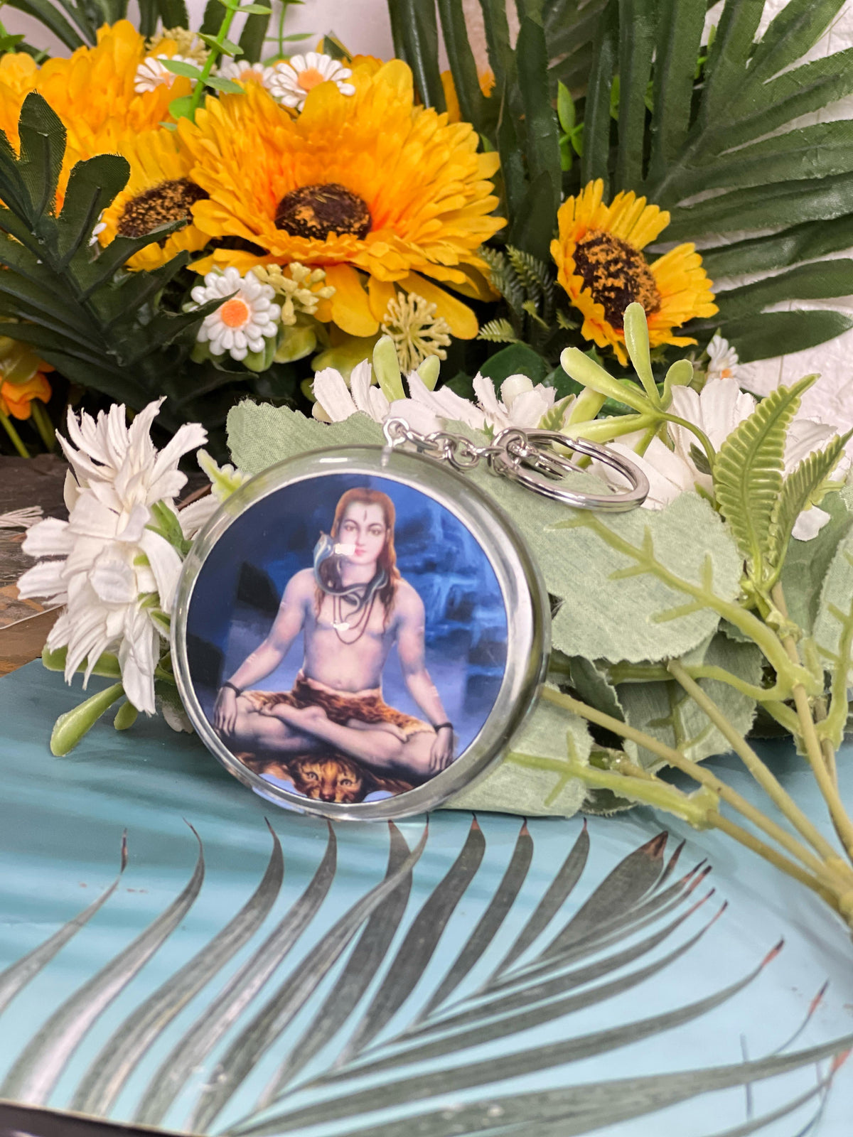 Resin photo Key chain and Bagcham with Mahakal Photo both side photo keychain