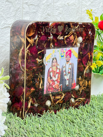 Wedding Couple Photo and Varmala Preservation in Resin (6- Inches)