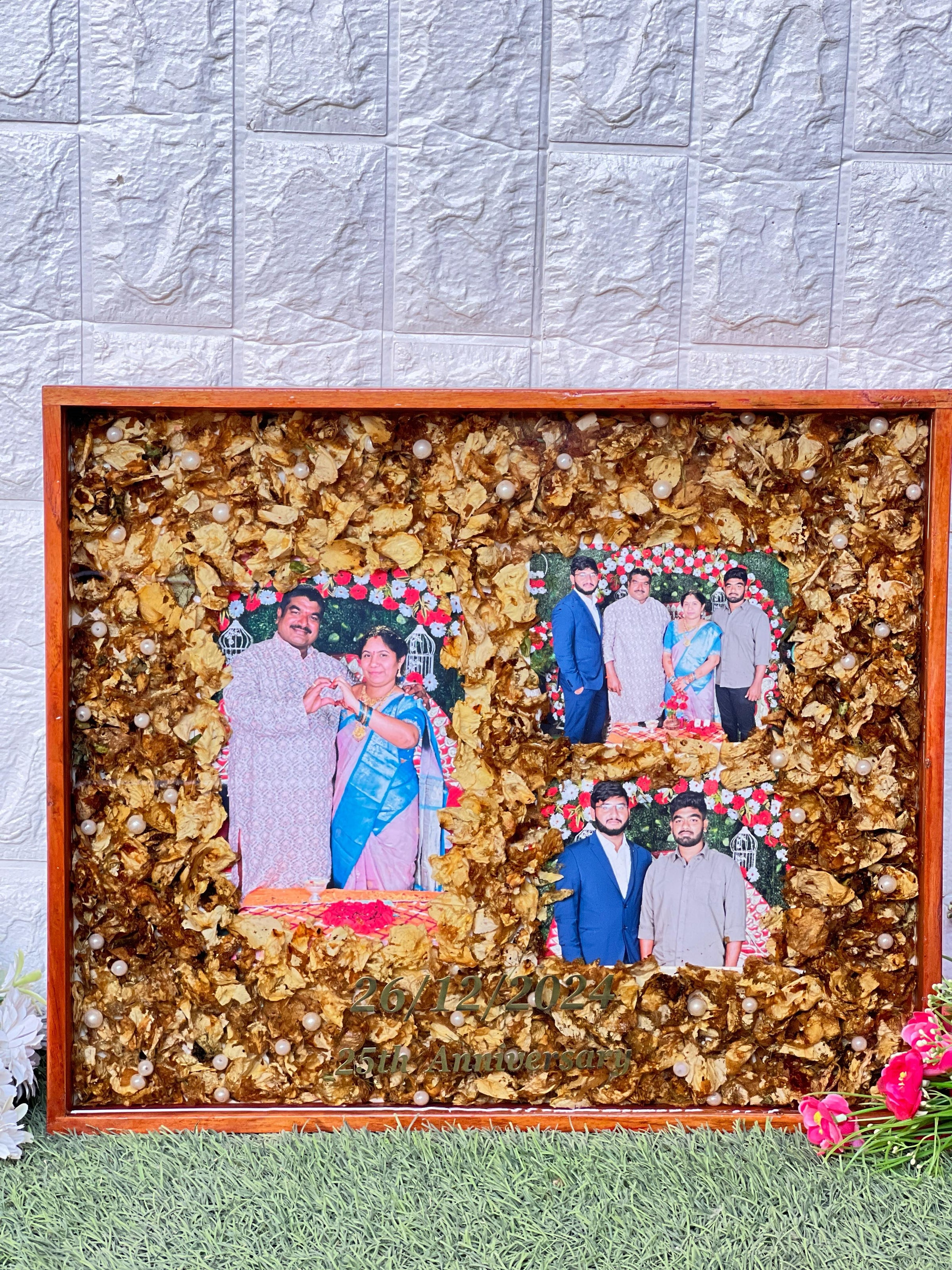 15 by 18 inches Wooden Frame with Preserved 25th Anniversary Memories