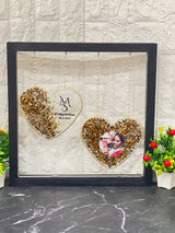 Resin Wedding Memory Keepsake in (15) Inch Heart-shaped frame with couple Name logo and Photo Varmala Preservation
