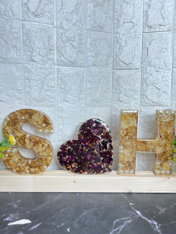 Resin Name Initial LED Lamp with Heart Sign (6-inch)
