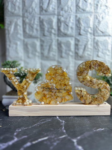 Resin 6inch name intial with LED lamp & couple Date Varmala Preservation