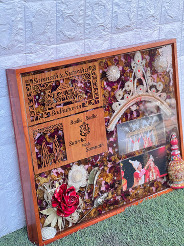 Resin 15 by 18 inch frame with Couple Card & Photo & other Stuff Varmala Preservation