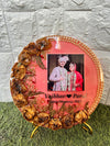 Resin 10inch round 3D flowers with couple Photo & Name Date with Pearls border Varmala Preservation