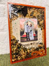 Resin 12 by 16 inch frame with Couple Photo & Head Band & tai also with Orchid Varmala Preservation
