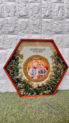 Resin 14inch Hexagonal Frame with Orchid Flowers With name & date with pearls border Varmala Preservation