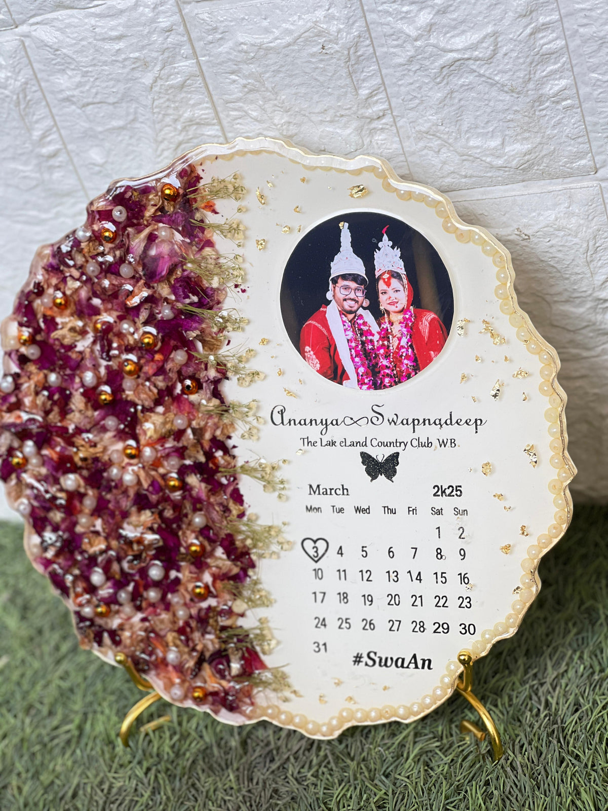 Varmala Frame with Wedding Date Calendar and Photo, view 5