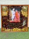 Resin 14 by 14 inch Square Frame with couple photo & kalangi & Keleera with Flowers petals Varmala Preservation
