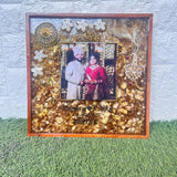Square Wooden Varmala and Kaleera Frame with Photo, 14 or 18 Inch