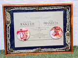 Wedding Card Varmala Frame with Two Photos and Camphor Mala