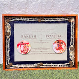 Wedding Card Varmala Frame with Two Photos and Camphor Mala