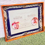 Wedding Card Varmala Frame with Two Photos and Camphor Mala
