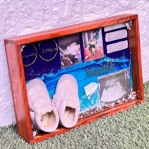 Resin 8 by 12inch wooden frame with Baby keepshape with All Stuf Keepshape Preservation