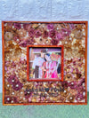 Resin 16 by 16 inch double frame with Keleera , Flowers , with couple Photo & Name Varmala Preservation