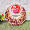 Resin 8inch round with Flowers petals & Couple Name & date with Photo Metal stand Varmala Preservation