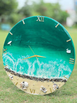 Premium Green Ocean wuth waves Resin Wall Clock 27 inch