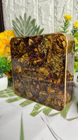 Resin 6inch Block with Lotus Flowers & Red roses petals with Name & Date Varmala Preservation