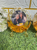 Resin 8inch round curve shape with Petals & Photo Flowers Preservation