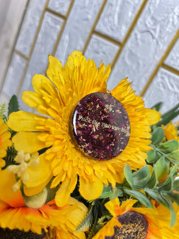 Resin Round Keychain with text & Real roses Petals Flowers Preservation