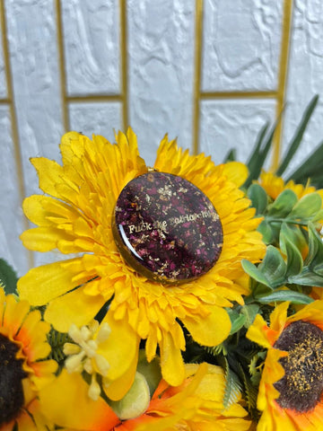 Resin Round Keychain with text & Real roses Petals Flowers Preservation